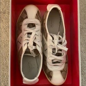 COACH PLAID TIE UP SNEAKERS